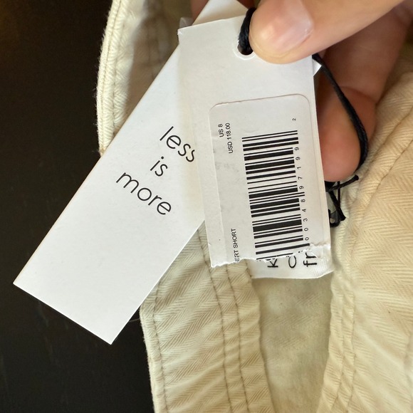 Unsubscribed Pleated Belted High Rise Shorts Cream Cotton Size 8 - Picture 7 of 11